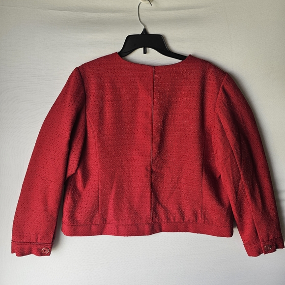 Liz Claiborne Vibrant Red Textured Button Jacket - Picture 3 of 16